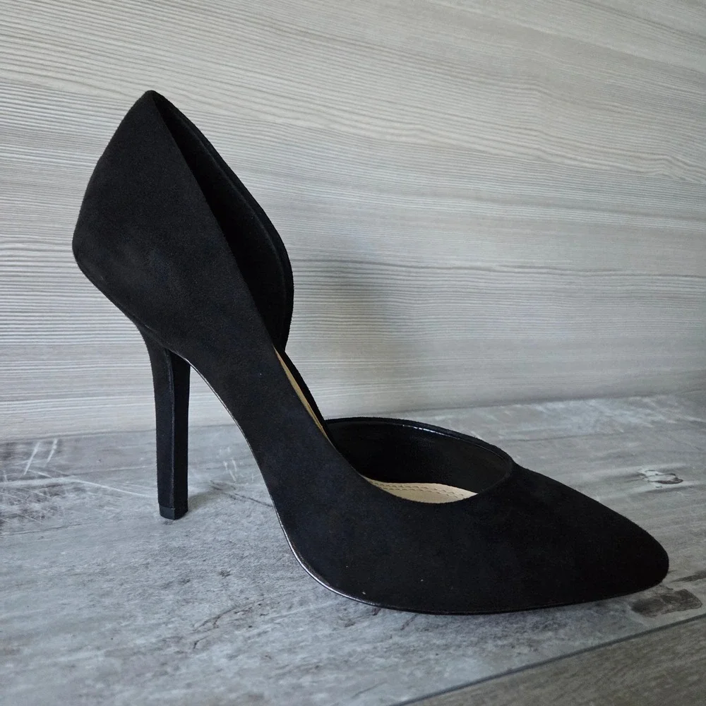 Jessica Simpson Joni Black Faux Suede d'Orsay Stiletto Pumps Womens 8.5